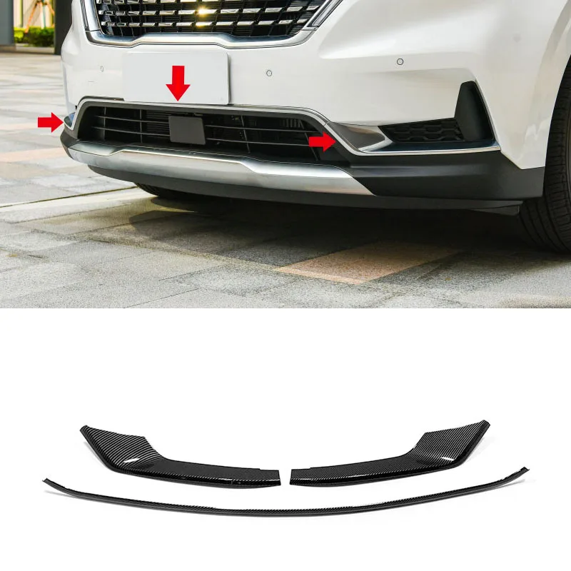 

Front Grille Under ABS Carbon Fiber Decorative Cover Strip Silver Upgrade for Kia Carnival Sedona KA4 2021 2022 Car Accessories