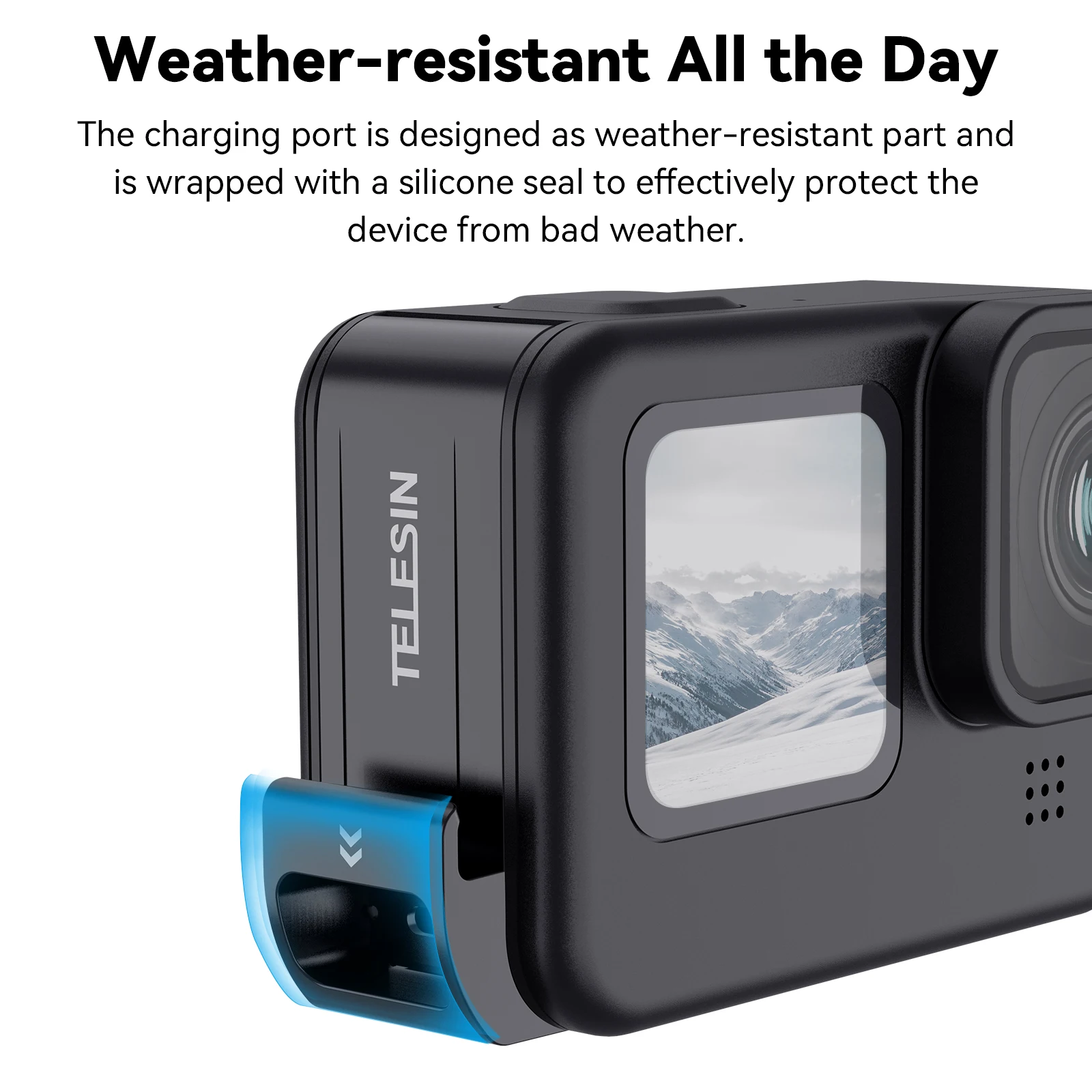Telesin For Gopro Hero 12 11 10 9 Waterproof Side Cover Easy Removable Type C Charging Cover Port For Go Pro 9 10 11 12 Battery, Alina Gadgets
