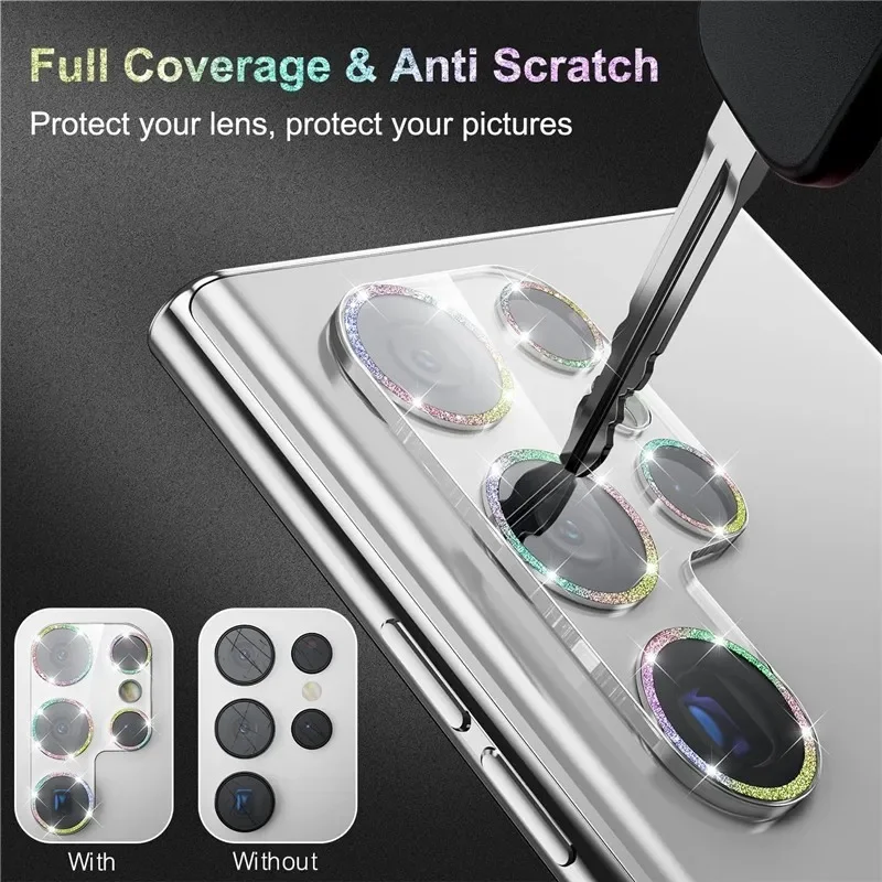 Bling Glitter Diamond Camera Lens Protection Case with HD Protector Film