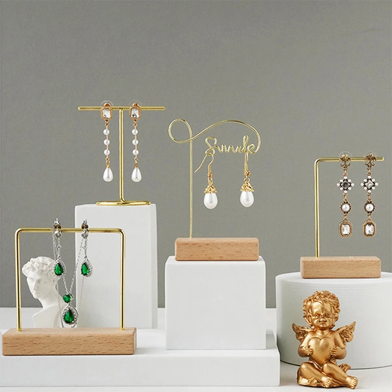 Organizador de joyas, estante de madera para pulsera, soporte de exhibición de pendientes, soporte de decoración, estante de exhibición pequeño