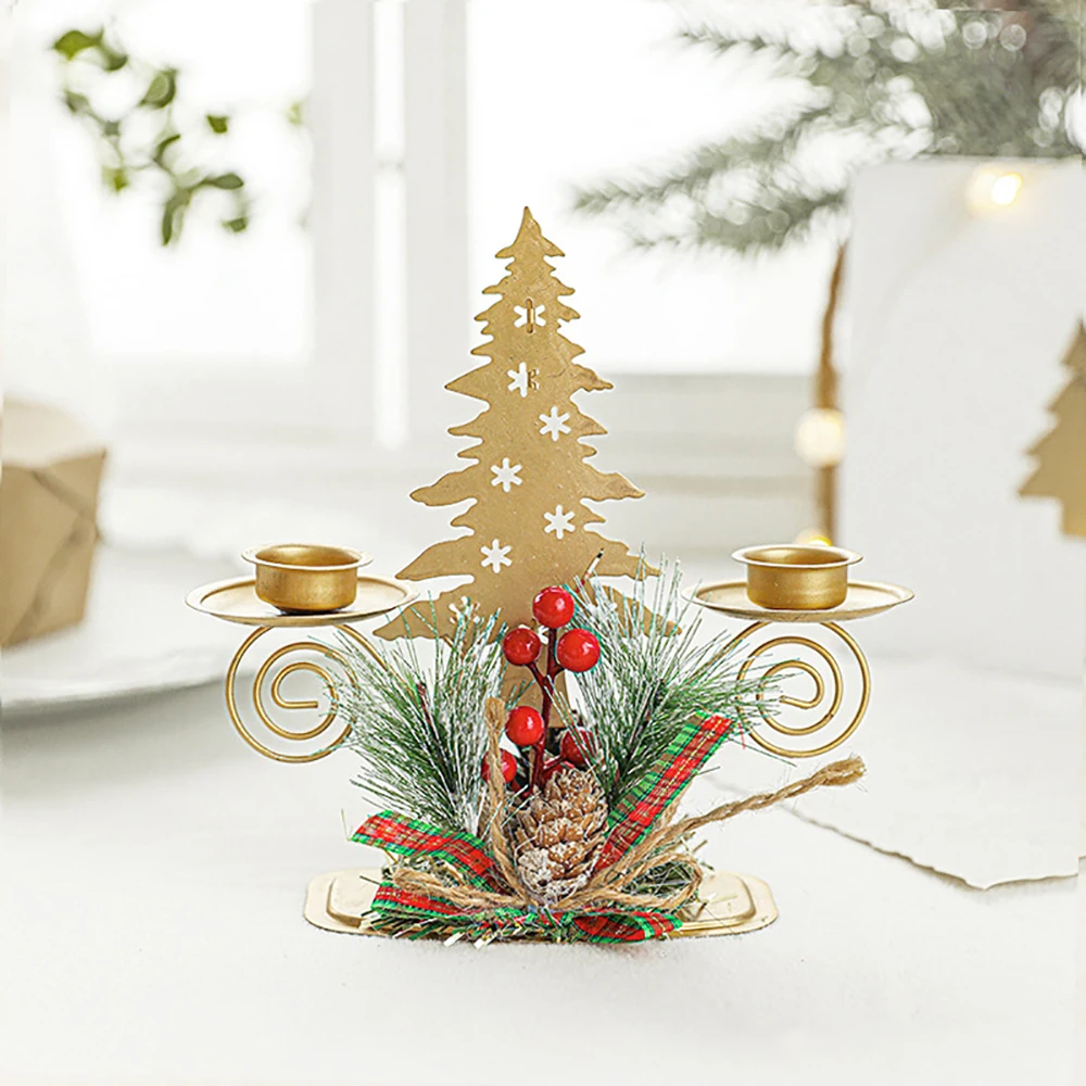 Set Di 3 Portacandele In Metallo Oro – Candelieri Ad Albero Di Natale Con Stella – Decorazione Da Tavolo Per Matrimoni E Feste - 3