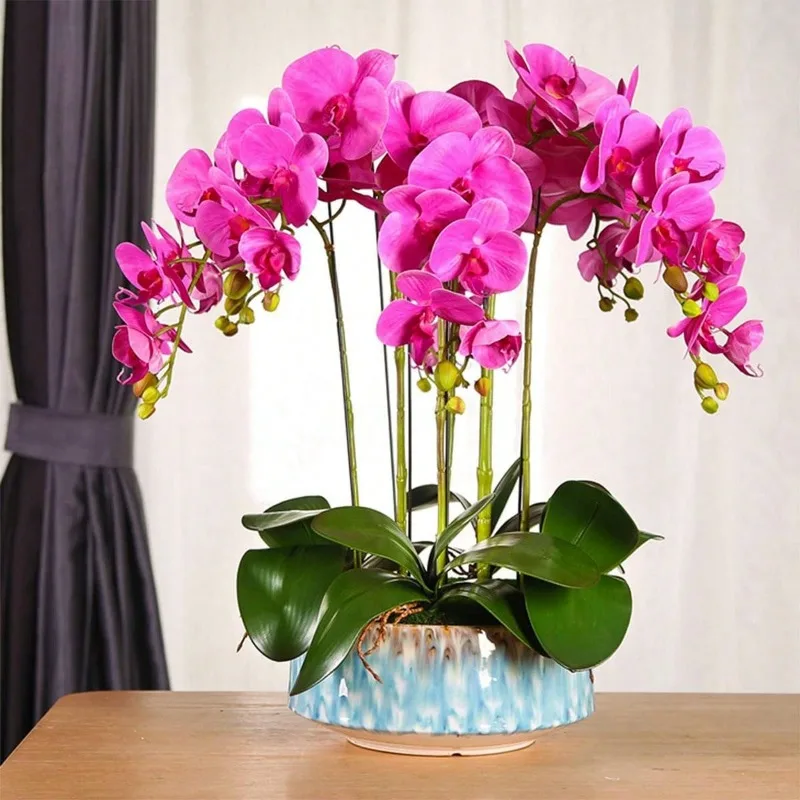 1 Stück künstliche Orchideenstiele für Wohnzimmer, Heimdekoration, Hotelhochzeit, Blumenarrangement, Kunstblumen – Detail 1