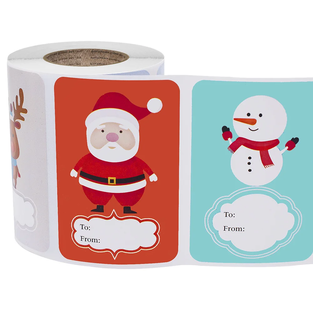 250 stücke/rolle 6 Designs Klebstoff Weihnachten Geschenk Name Tags Präsentieren Dichtung Etiketten 2*3 zoll Weihnachten Decals geschenk Paket WEIHNACHTEN Aufkleber