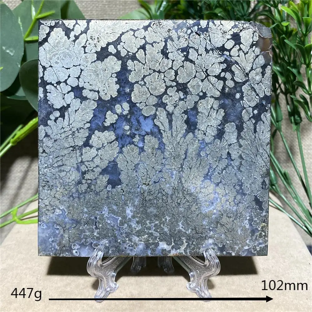 Natural Crystal Slab Maecasite Agate Stones Section Gemstone Meditation Room Home Decoration Geode Witchcraft Feng Shui +Stand 3