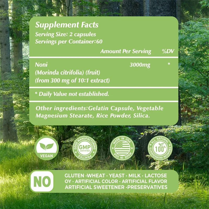 Noni Fruit Capsules-Supports Intestinal Health, Digestion, Skin Health, Immunity, Antioxidant