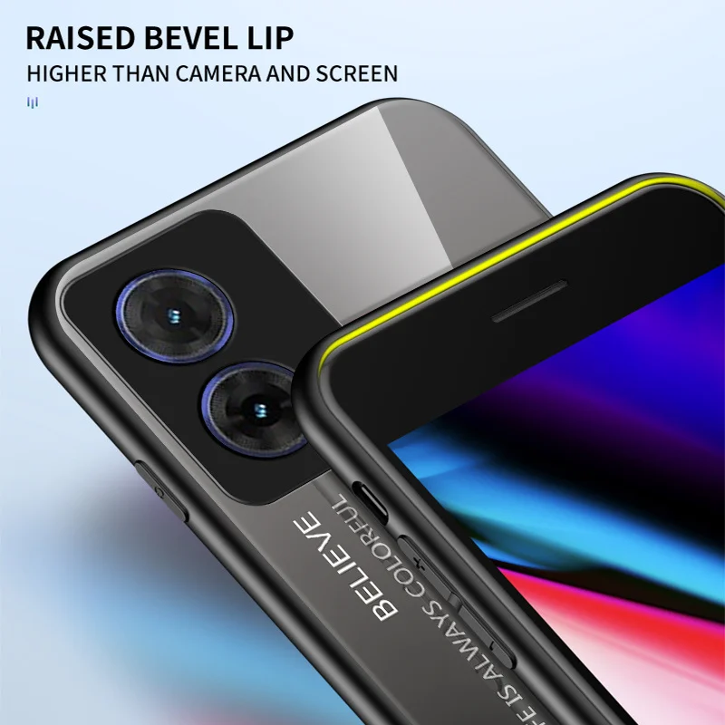 Gradient Tempered Glass Hard Back Cover with Silicone Bumper