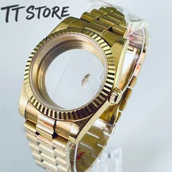Premium Waterproof Watch Case with Sapphire Crystal - Silver, Black, Gold, and Rose Gold - 40mm VH31 VH61 VH64 (Gold  B5)