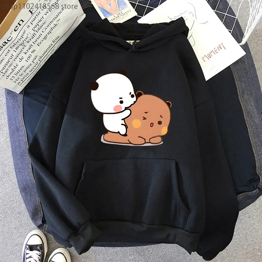 Bubu Biting Dudu Hoodie Cartoon Brownie Panda Bear Sweatshirt Women Kawaii Y2k Sudaderas Men Clothes Autumn Winter Pullover Top