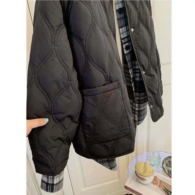 Winter Jacket Women Vintage Single Breasted Oversized Quilted Coat Big Size Warm Casual Harajuku Parkas Lapel Loose Warm Outwear