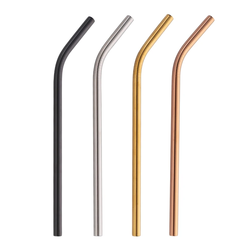 Vibrant Stainless Steel Reusable Drinking Straws with Cleaning Brush - Eco-Friendly Party & Bar Accessories