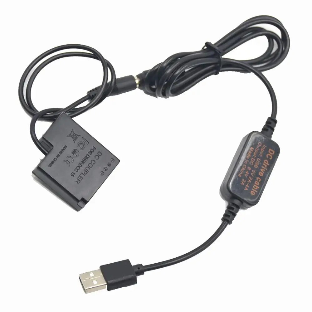 Mobile power bank charger USB cable+DMW-DCC15 Coupler DMW-BLH7 BLH7PP BLH7E dummy battery for Lumix DMC-GM5 GF7 GF8 GM1 cameras