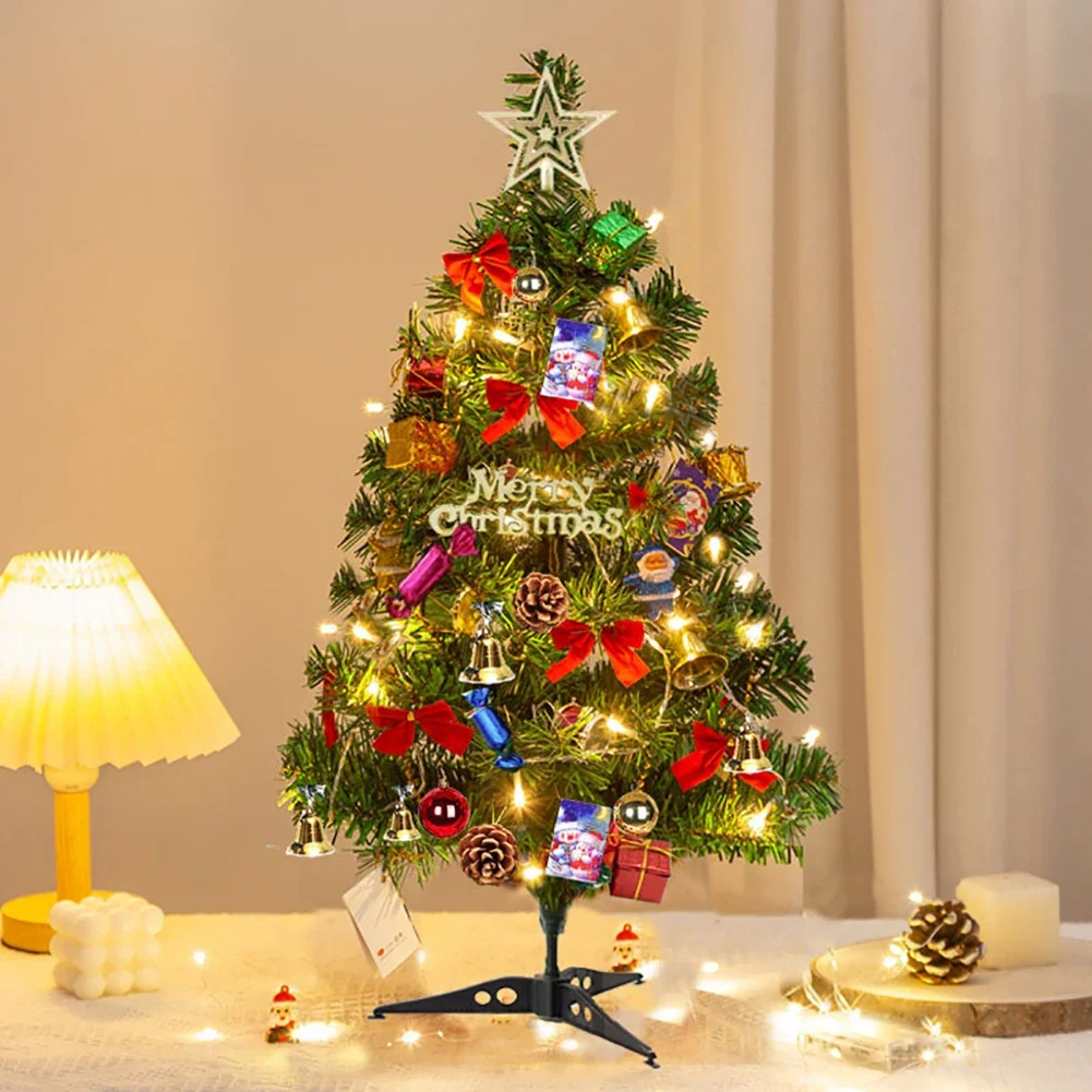 Christmas Tree Set Christmas Decor With Lights Desktop Mini Tree Ornaments New Year Party Decoration Gift Navidad 50cm