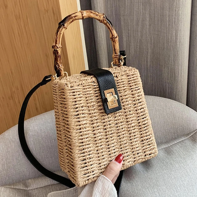 Bamboo Wicker Crossbody Bag