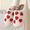 Strawberries Couple Cotton Slippers Home Indoor Cartoon Platform Slides Ladies 2025 Designer Warm Comfortable Winter Shoes Women 3
