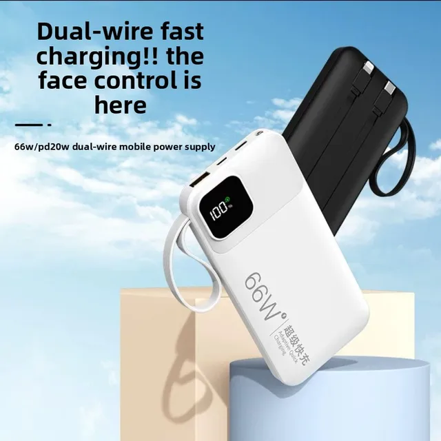 10000mAh Portable Power Bank with Built-in Cable Super