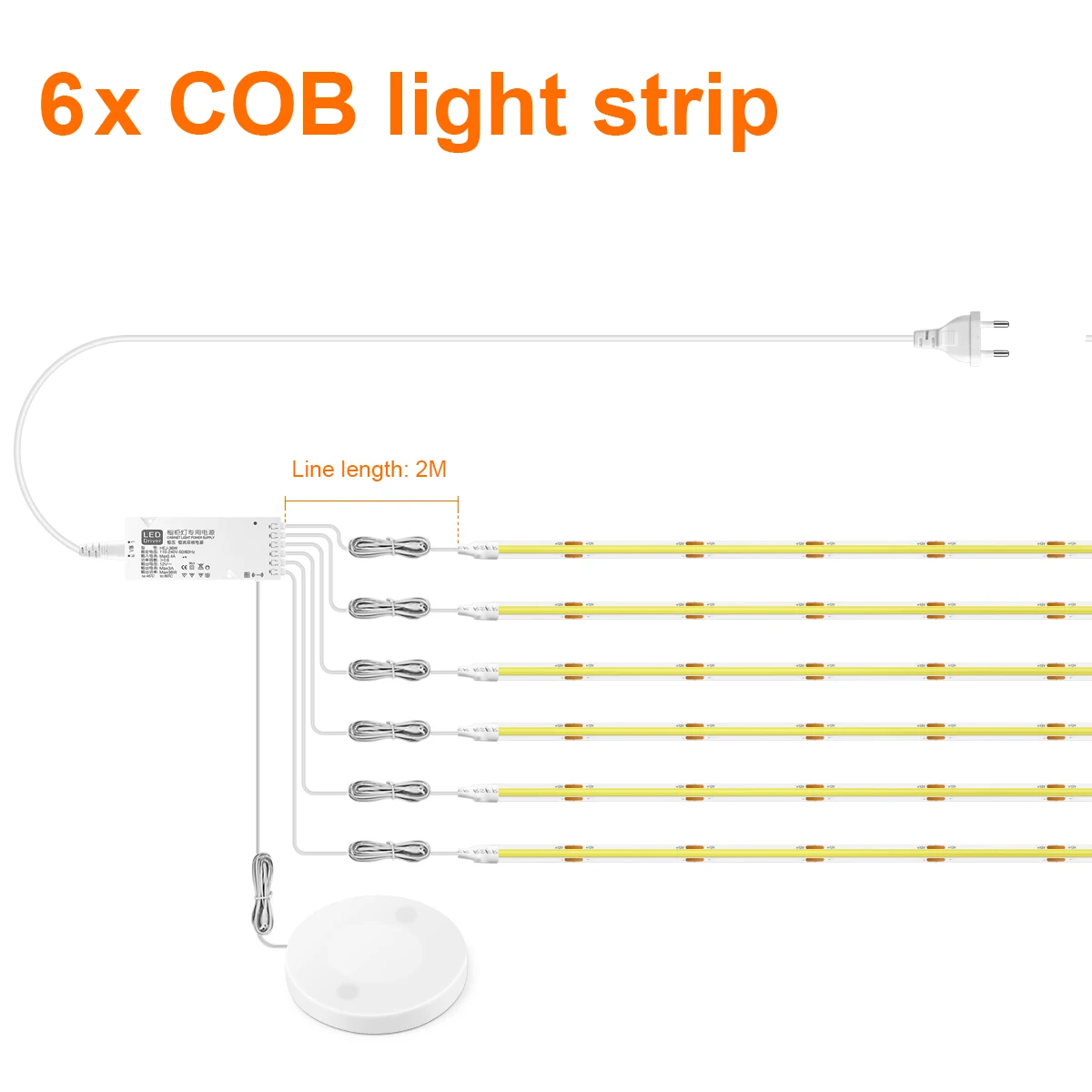 thumbnail image 1 of Lámpara LED regulable para gabinete, tira COB, para estante de cocina, despensa, vitrina, dormitorio, armario, lámpara de luz de fondo, interruptor con sensor de movimiento táctil, 1 of 5
