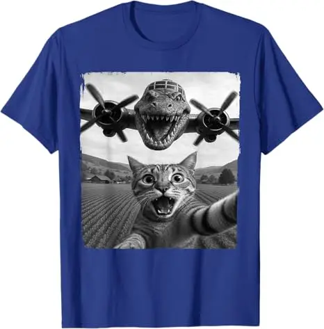 Bombardino Crocodilo Italienisches Gehirnrot Meme Katze Selfie T-Shirt Waschbär Selfie mit Alien UFO Lustiges Waschbär Grafik T-Shirt Y2k Tops – Detail 9
