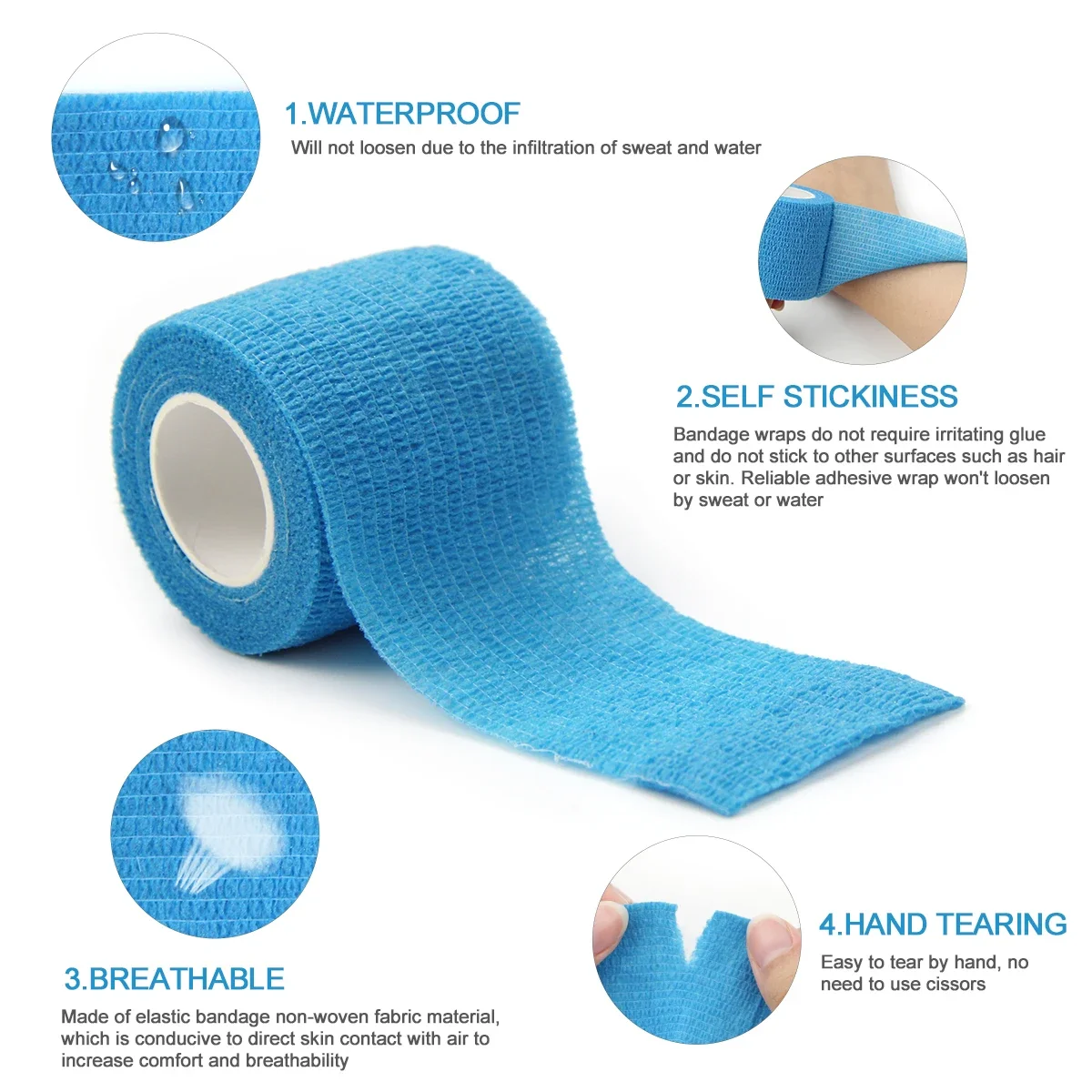 12pcs Self Adherent Wrap Bandage Tape Athletic Recovery Medical Roll Taping Muscle