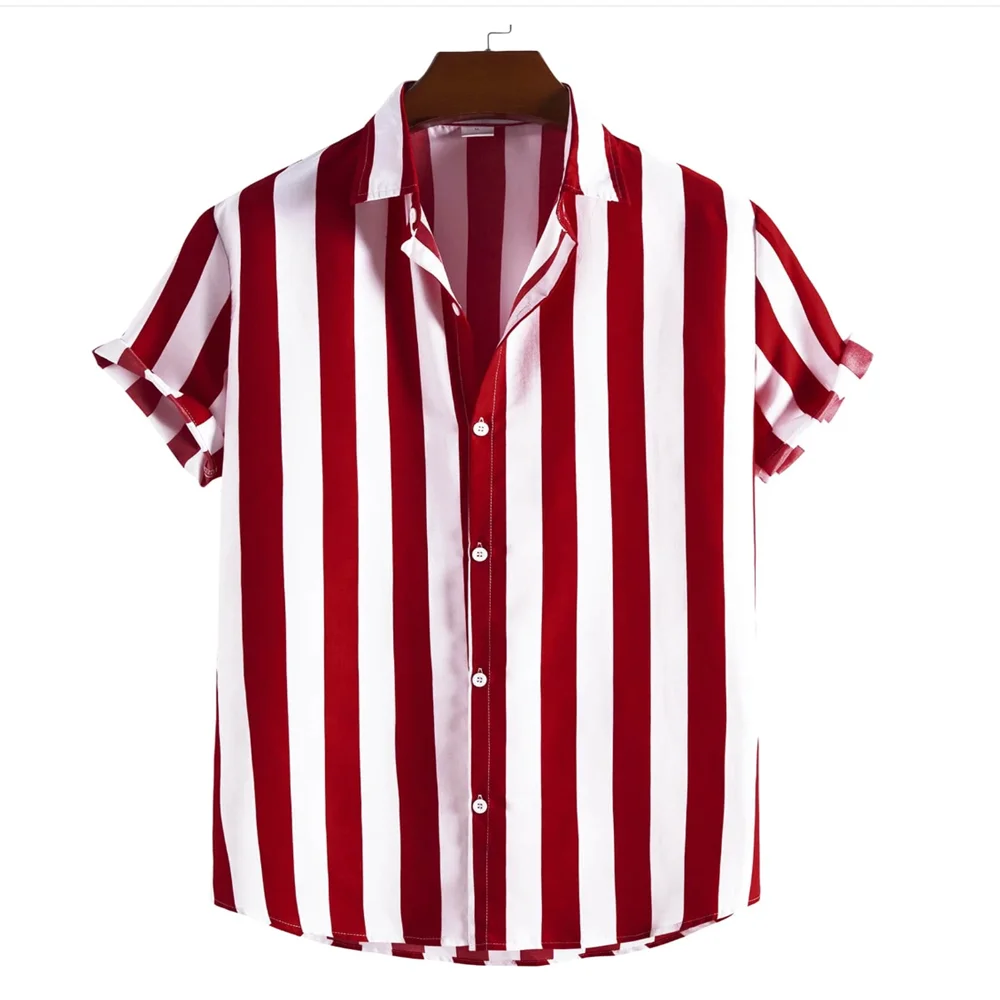 

2024 Men's Shirt Button Up Shirt Summer Shirt 8 Colors Short Sleeve Striped Lapel Clothing Fashion Hawaii Casual Beach 5XL