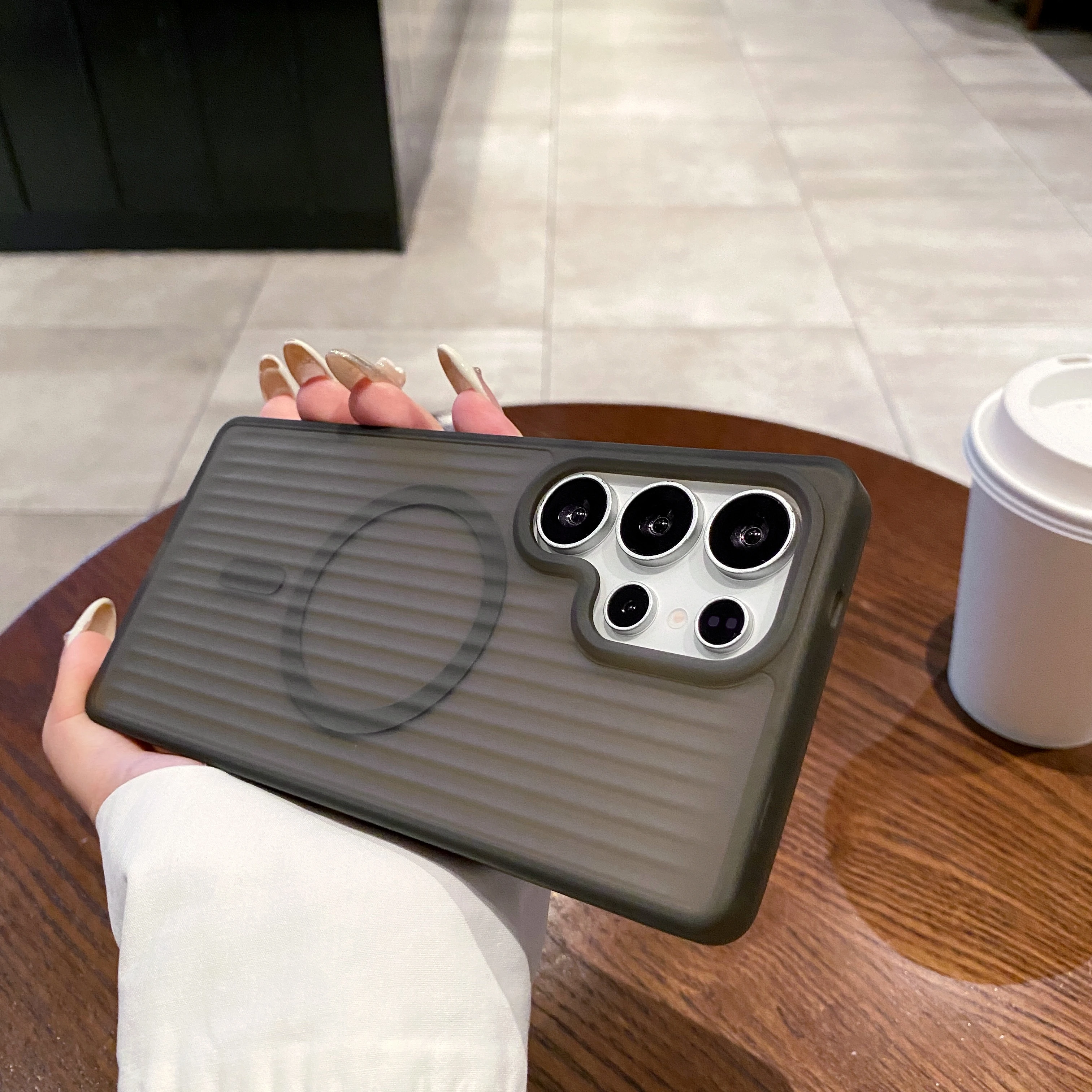 Corrugated Stripe Matte Hard Magnetic Case with MagSafe Wireless Charging Compatibility