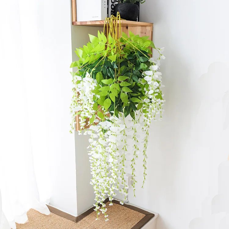 Artificial Plant Wisteria Flower Wall Hanging Rattan Decoration Home Hotel Garden Hall Decoration Wedding Scene Ceiling Pendant