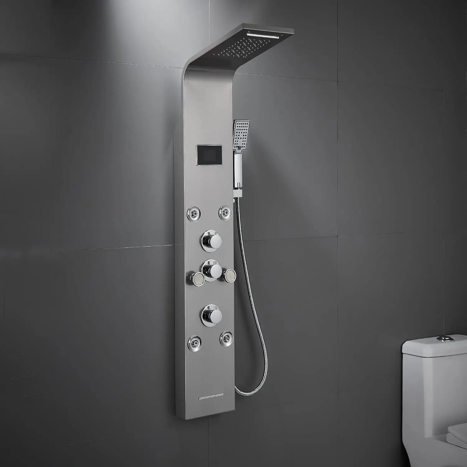 LED Lights Shower Panels Tower System 304 Stainless Steel Bathroom Shower Tower Column System Rainfall & Waterfall Shower Head 2