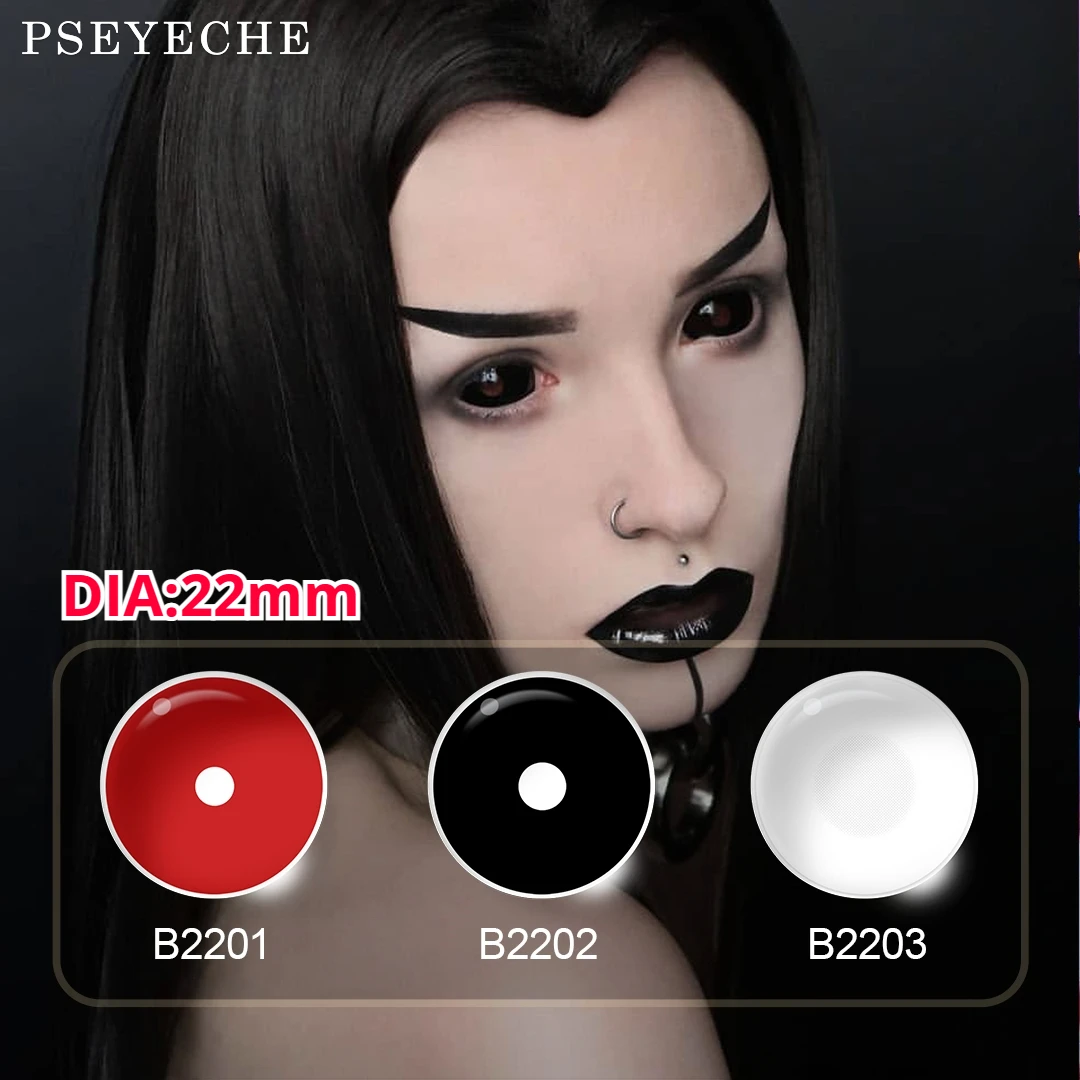 1 Pair Halloween Contacts Lenses Anime Cosplay Contacts Sharingan Red  Contacts Blackout Lenses For Eye White Blind Lens
