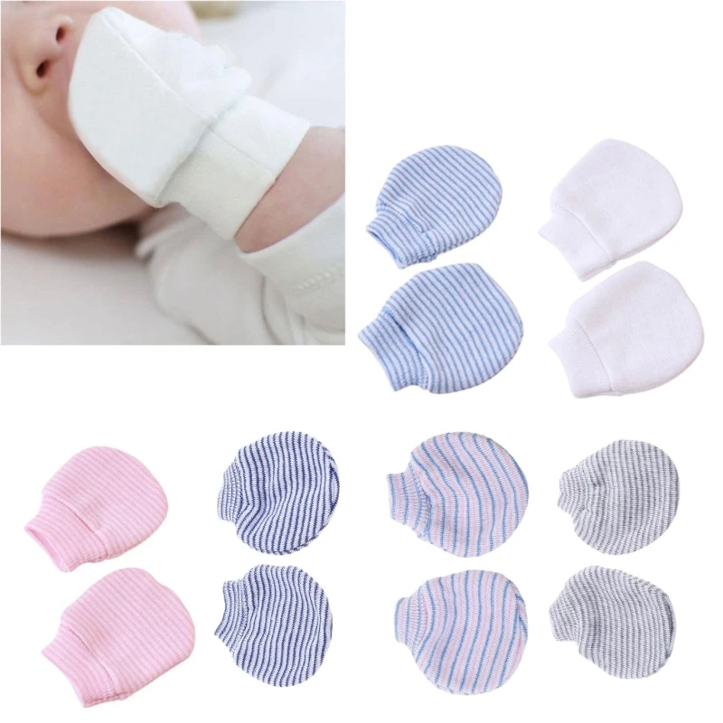 3Pair/set Simple Baby Knit Gloves Newborn Anti-eat Hand Anti-Grab Glove 4