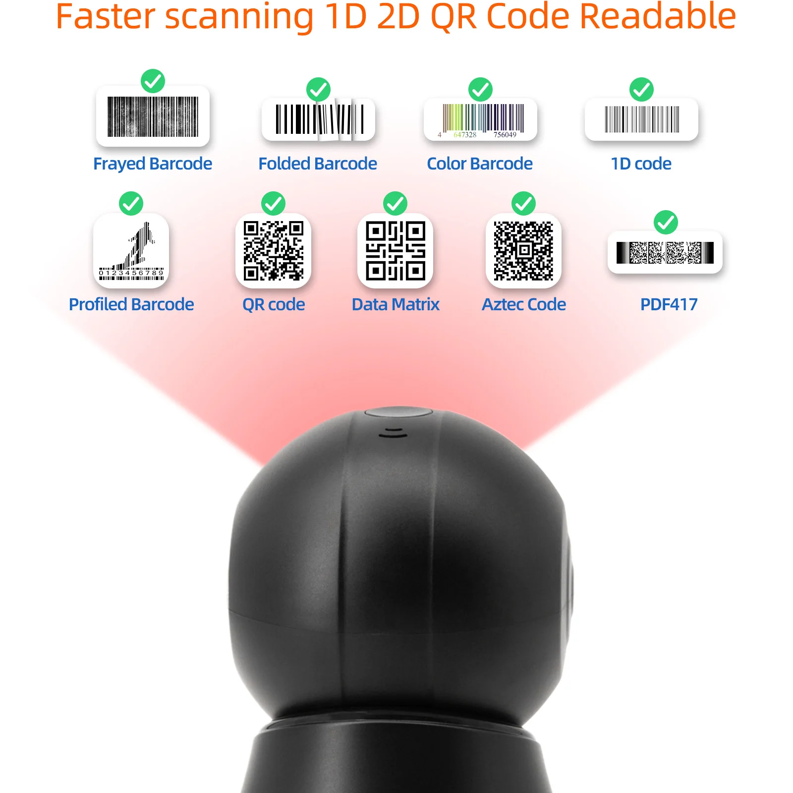 X7-800 2D Desktop Barcode Scanner Omnidirectional Hands-Free Wired USB Big Barcode Reader 1D QR Screen Barcodes Scanning
