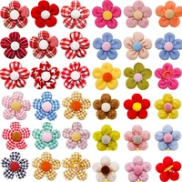 10/20pcs Flower Dog Hair Bows Handmade Dog Bow Plaid Mix Colors Cat Hair Bowknot Rubber Bands for Small Dogs Grooming Supplies 1