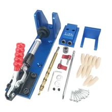  1PC ALLSOME Aluminum Pocket Hole Jig Kit Wood Hole Saw 9.5mm Step Drill Bits 150mm PH2 Screwdriver Bit with Pocket Plugs Screws 