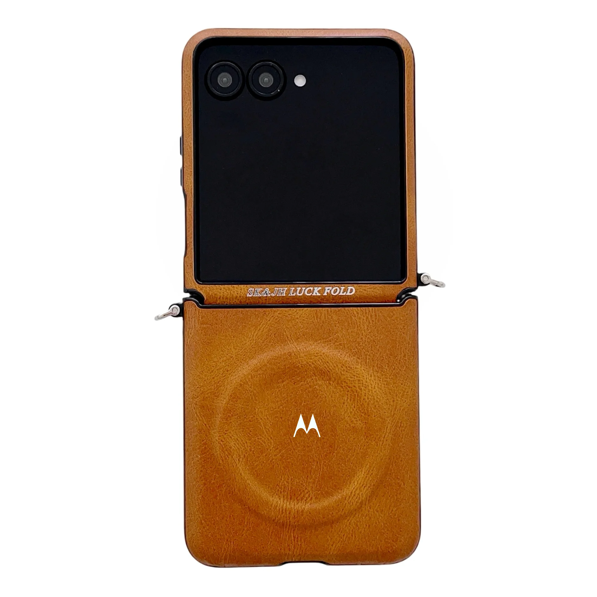 Retro Luxury Plain Leather Flip Phone Case with Lanyard - Original Cover