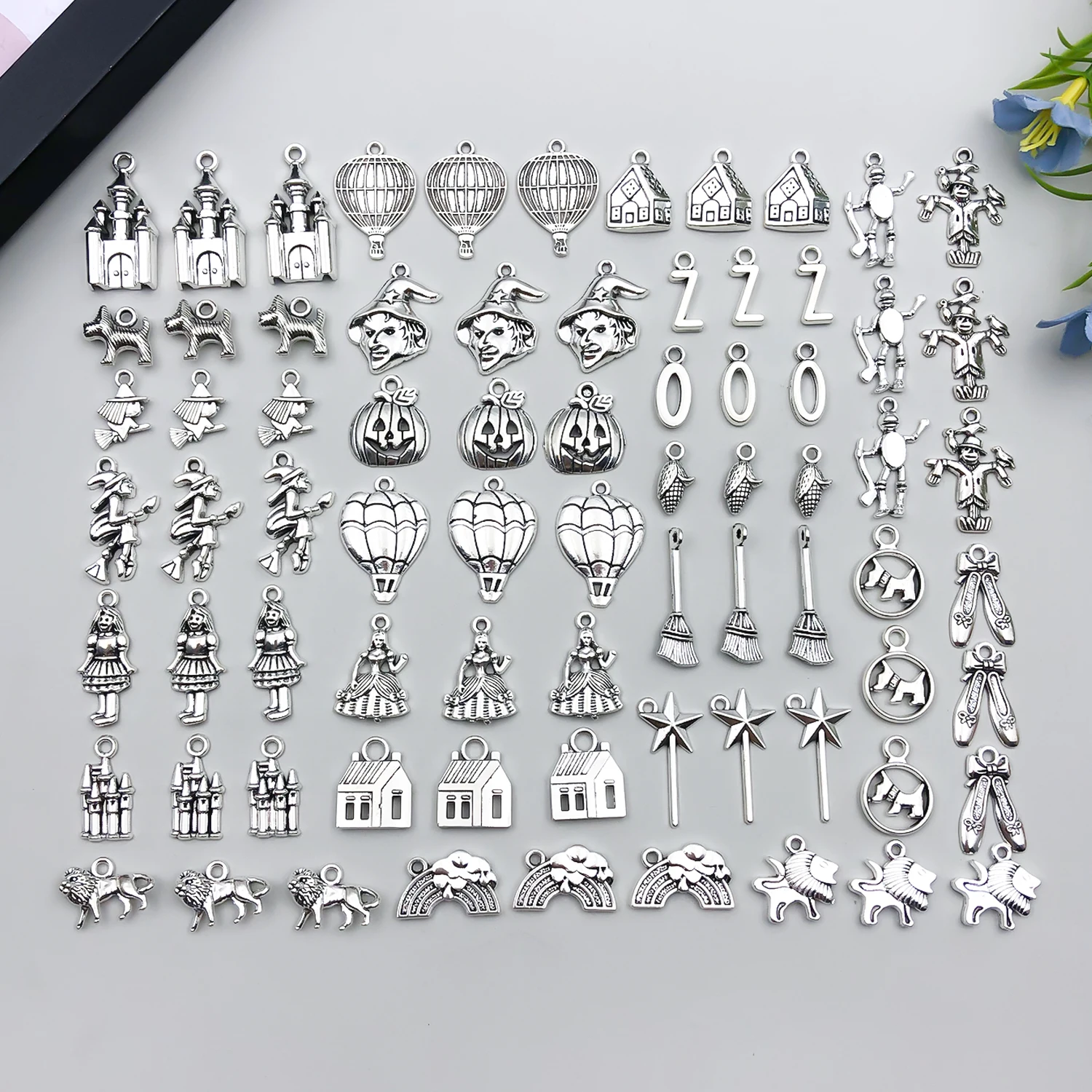 Antique Silver Charm Set | Bohemian Jewelry & Accessories Creation | Wizard of Oz Inspiration | 75 Pieces