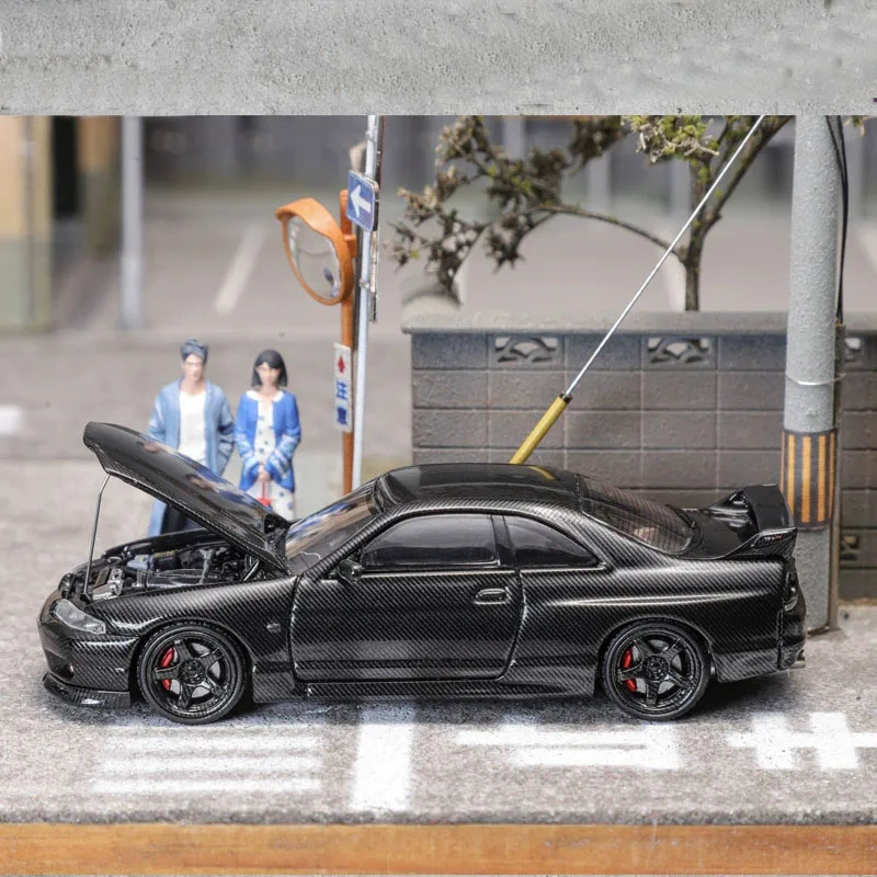 다이캐스트 오리지널 닛산 GTR 스카이라인 R33 BCNR33 시뮬레이션 합금 자동차 모델 정적 소장 장난감 선물 기념품, 1:64 체중계