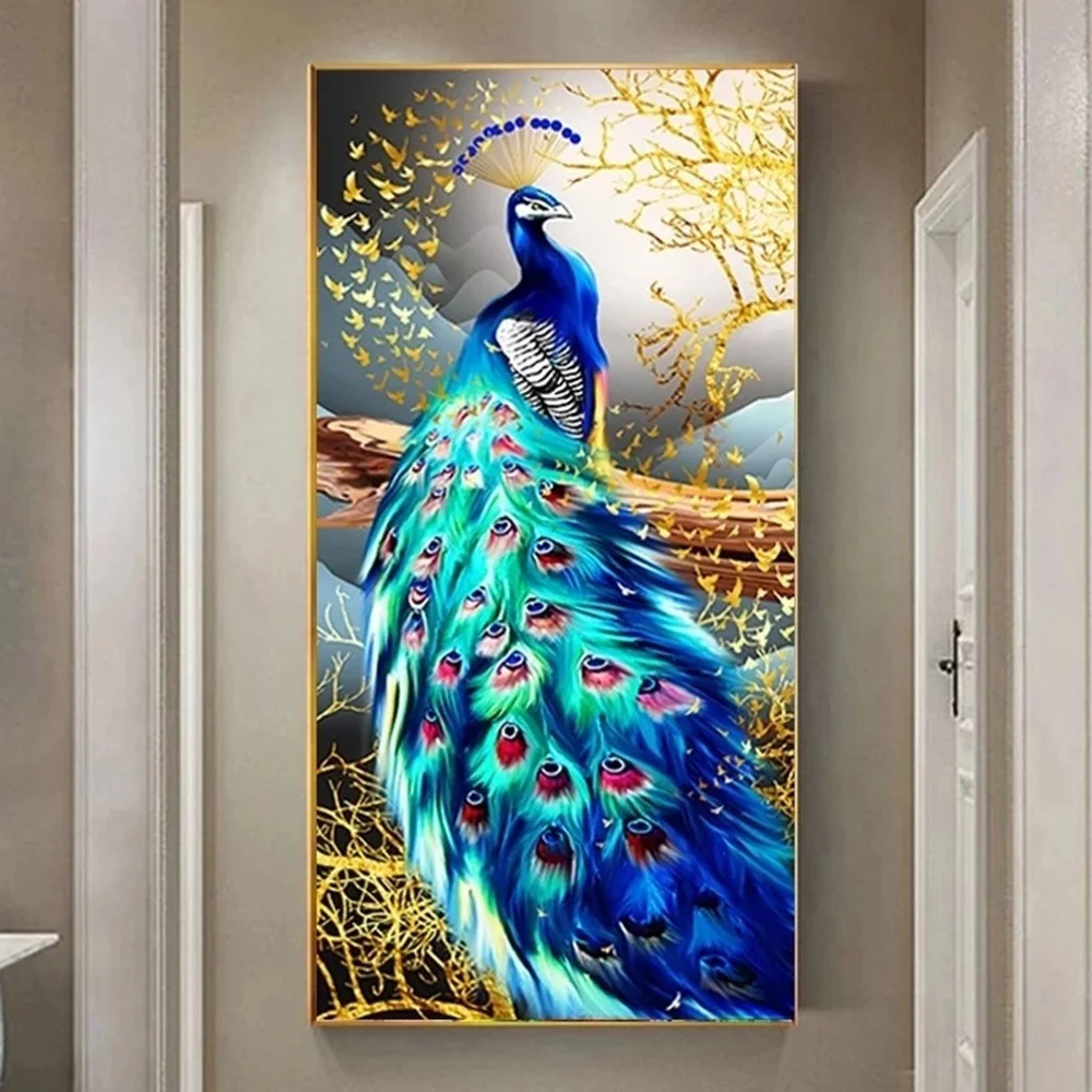 5D Diamond Painting Cross Stitch Peacock Diamond Mosaic Embroidery Animals Picture Of Rhinestones Decorative Paintings