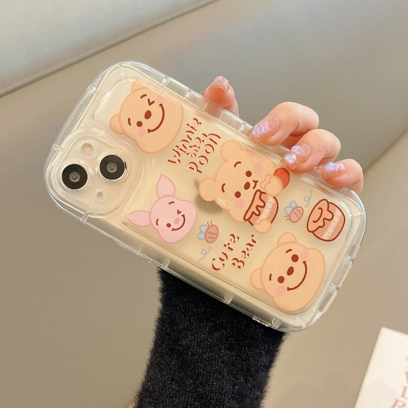Kawaii winnie the pooh Cartoon Transparent Phone Case For iPhone