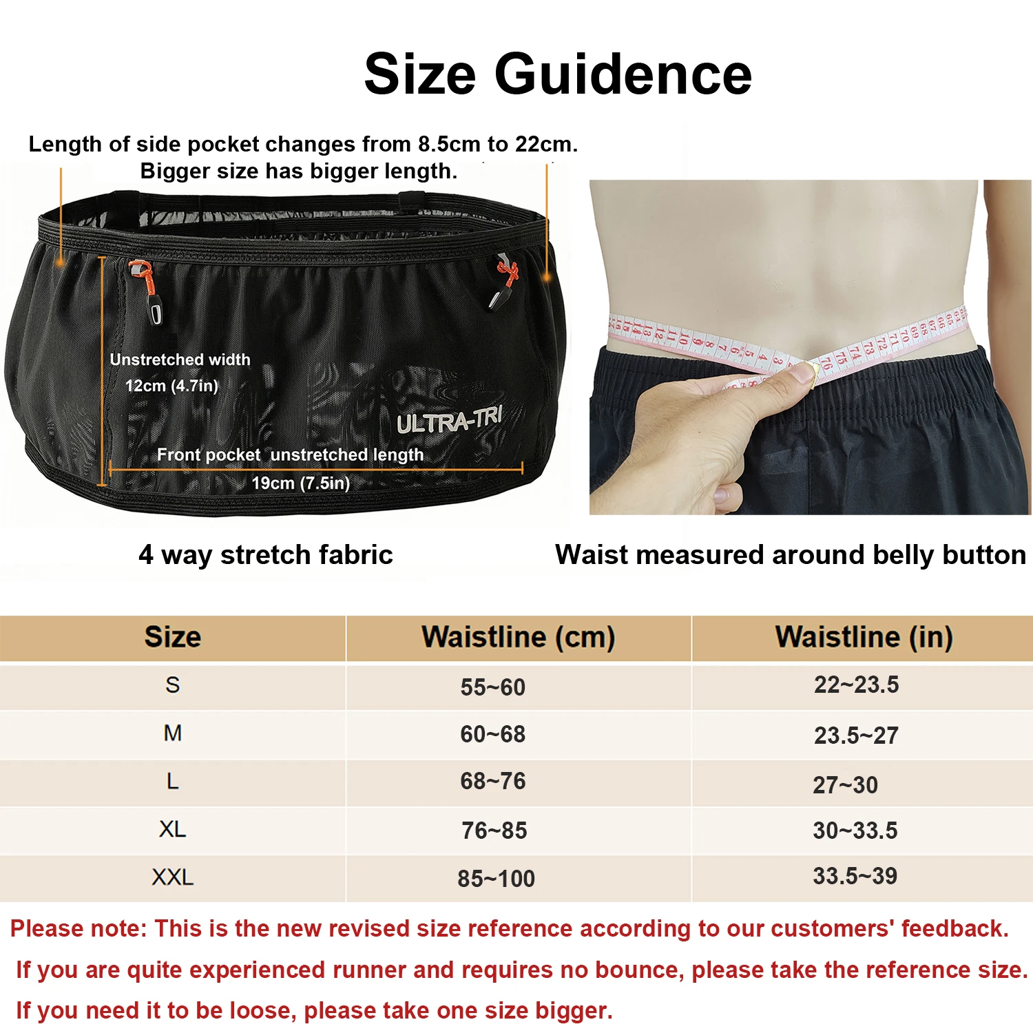 ULTRA-TRI Hydration Running Belt Elastic Bounce Resistant Trail Running Jogging Cycling Marathon Waist Pack 6