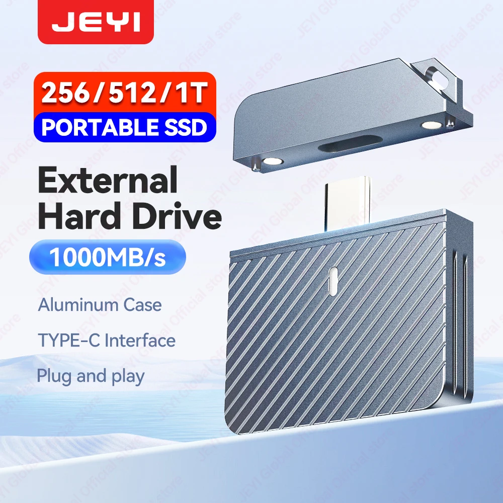 JEYI 휴대용 외장 SSD 256GB/512GB/1TB - 10Gbps 타입-C 올메탈 케이스 자석 커버 4K 비디오 지원 스위치/폰/PC용