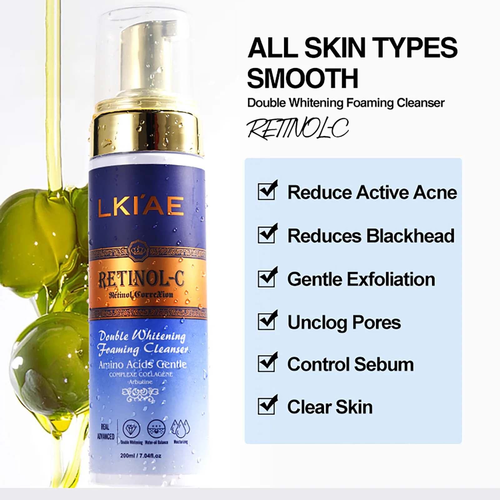 LKIAE Advanced Retinol Double Whitening Skin Care Set, Deeply Moisturizing, Clean Skin, Reduce Wrinkles, Stains, Dark Spots