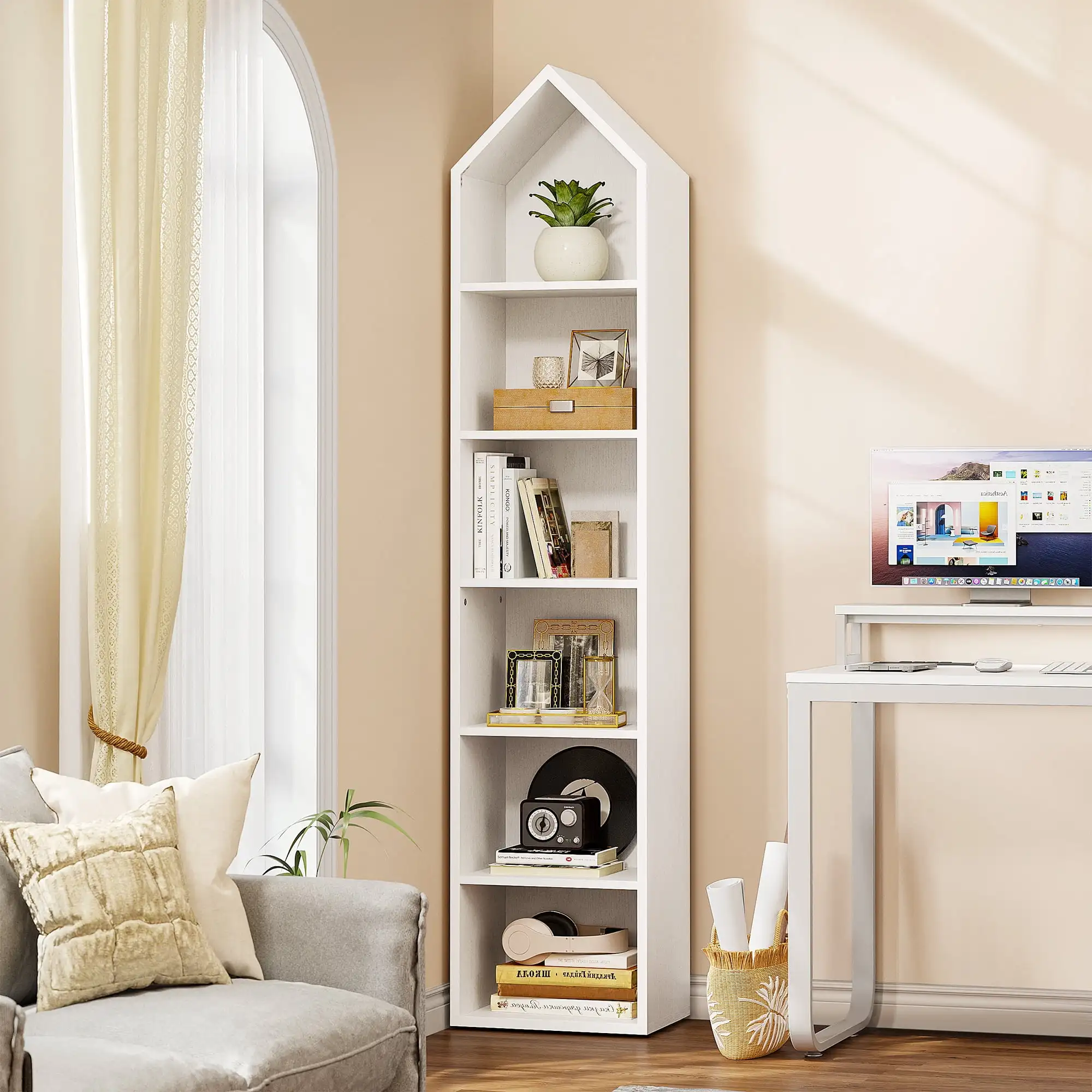 

6-Tier Open Shelf 6-Cube Storage Organizer Standard Wood Bookcase Bookshelf Wall Shelf