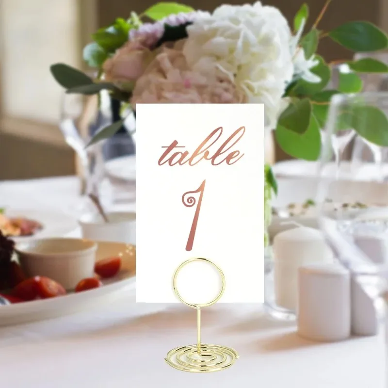 Metal Place Card Holders Round Heart Shape Photo Clip Wedding Table Place Card Stands Birthday Party Decoration Supplies place card holders
