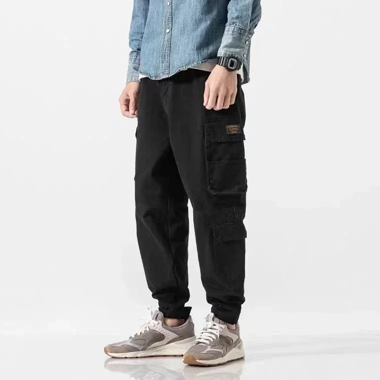Pantalones cargo para hombre, rectos, negros, anchos, de alta calidad, estilo callejero, Y2k, informales, vintage, largos, estilo emo, Harajuku