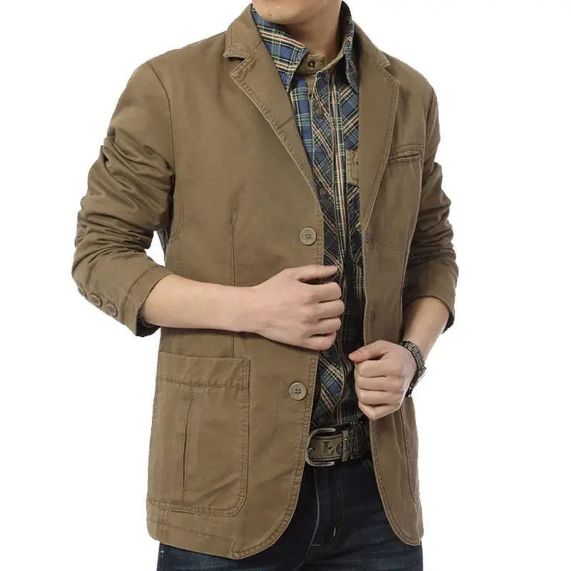 Autumn Blazer Men's Jacket New Cargo Jackets Men Plus Size Men's Casual Fashion Clothing Cotton for Men's Blazers
