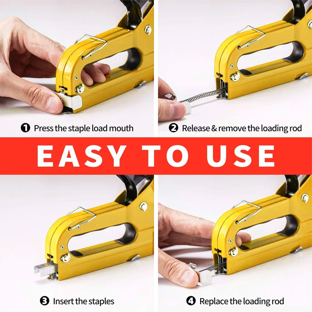 YLONDAO Stapler Nail Gun Staple Heavy Duty Furniture Tool for Wood Stainless Steel Metal Carpentry Hand Tool for Home DIY 5