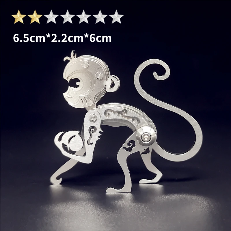 Microworld 3D Metal Puzzle Chinese Zodiac Monkey Model Jigsaw DIY Laser Cut Assemble Puzzles Toy Christmas Gift For Teen Kid 2