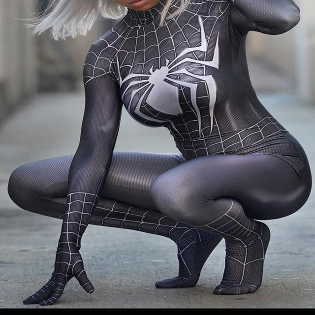 Black Venom Spider-Woman Bodysuit Cosplay Costume Jumpsuit Adult Kids  Halloween 