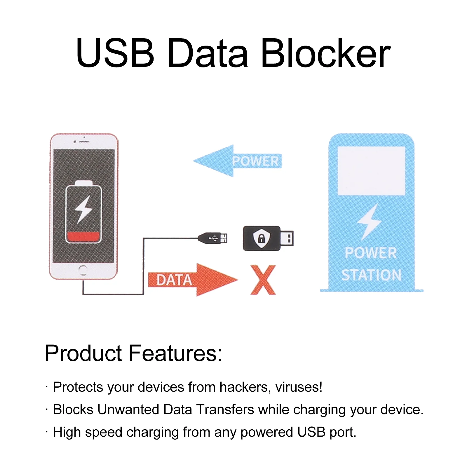충전 전용 어댑터 USB 데이터 도난 USB 성별 변경 커넥터 공급 해커