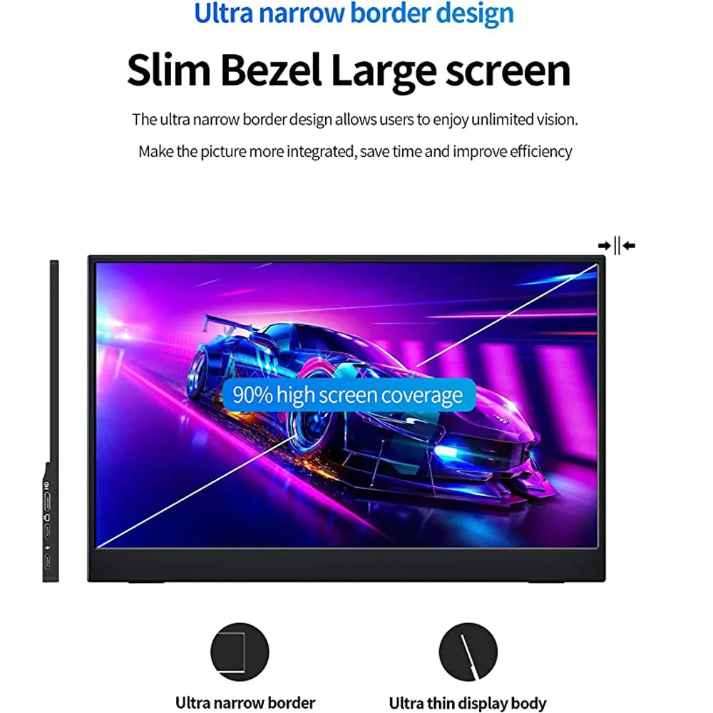Justthink ޴  HD 1920x1080P IPS г ÷ HDMI, Ʈ PS4 PS5 ġ Xbox PC ̸ӿ ȣȯ , 15.6 ġ