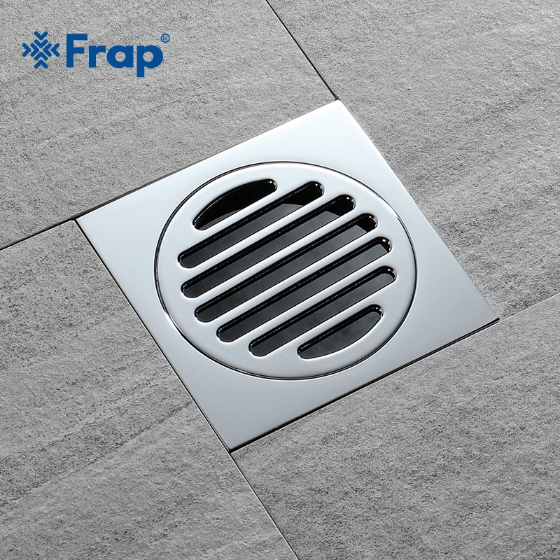 FRAP Brass Shower Drain Square Shower Floor Drain Cover Siphon Bathroom Drain Sink Stopper Bathroom Accessories