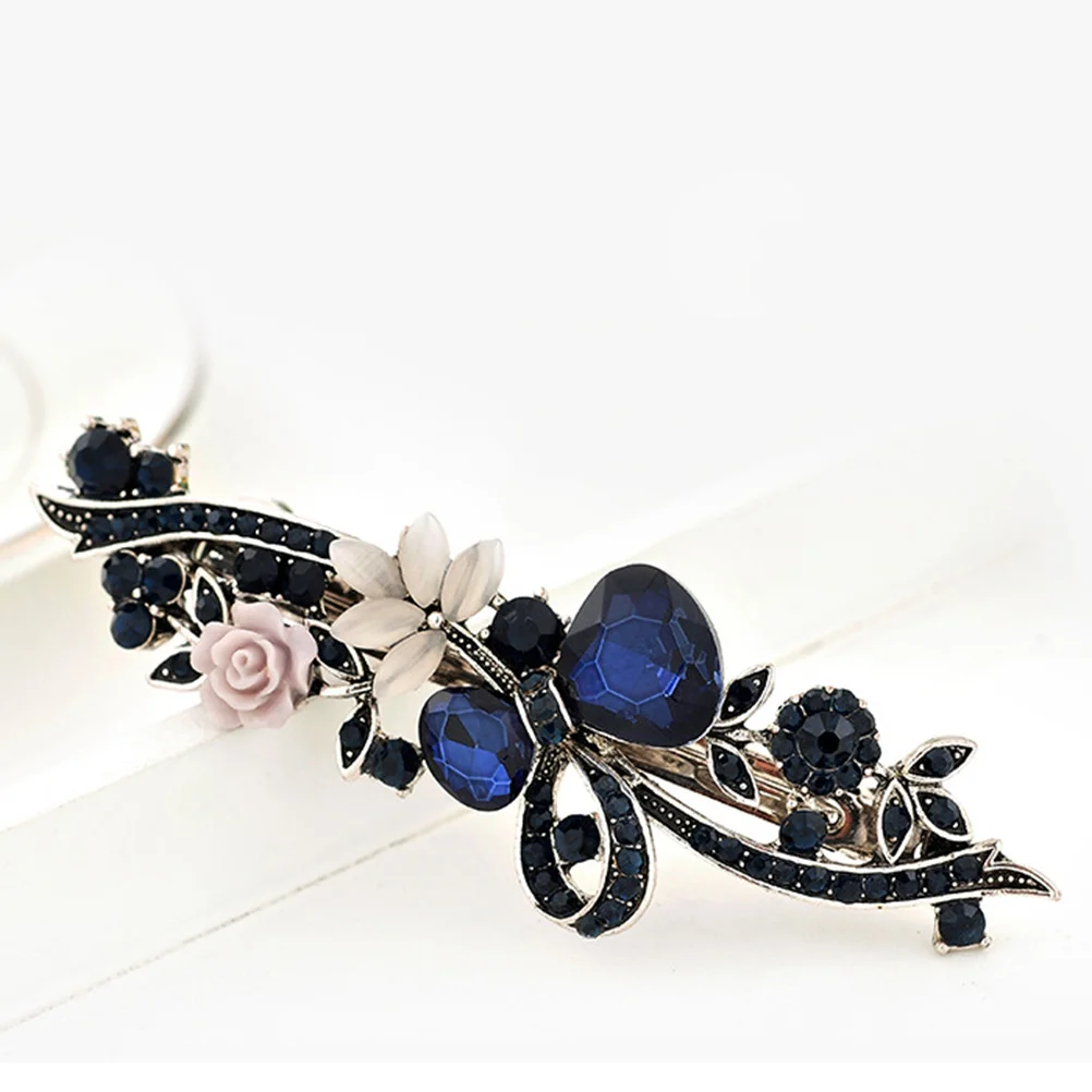 

French Hair Clips, 4pcs Rhinestone Flower Hair Vintage Spring Hair Barrettes for